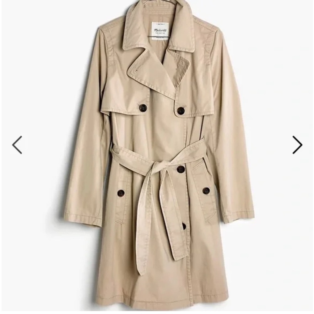 Madewell Abroad Trench Coat Khaki Cream XS Side Slits